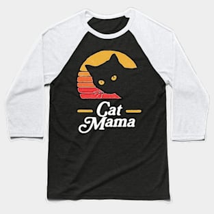 Cat Mama Vintage Eighties Style Cat Retro Distressed Baseball T-Shirt